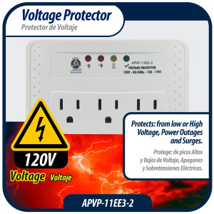 Appli Parts APVP-11EE3-2 120 V Voltage Surge Protector 50/60 Hz, 12 A, 140 joules for up to 3 Small Appliances