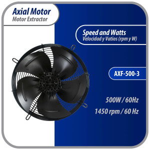 Appli Parts AXF-500-3 19-3/4 in Axial Fan Motor Guard Mounted Fan Blade 220 V, 3 Ph, 50-60 Hz, 500 W, 1450 rpm, Universal replacement for Cold Room Evaporators and Condensing Units