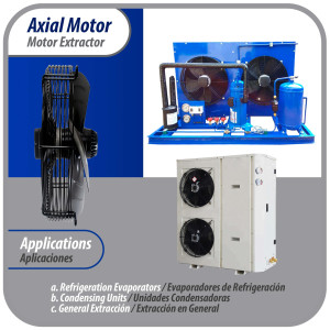 Appli Parts AXF-500-3 Extractor Axial 500 mm (19-3/4 pulg) 220 V, 3 ph, 60 Hz, 500 W, 1550 rpm, Rango Temperatura -30 C a 60 C, incluye aspa y base tipo jaula