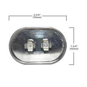 Appli Parts Run Capacitor for ac 75 Mfd uF (microfarads) 370VAC CBB65 Oval Universal fit for hvac and other applications 2-3/4 in Wide 1-3/4 in Depth 5-3/4 in Height CON-75-370
 Appli Parts Run Capacitor for ac 75 Mfd uF (microfarads) 370VAC CBB65 Oval Universal fit for hvac and other applications 2-3/4 in Wide 1-3/4 in Depth 5-3/4 in Height CON-75-370