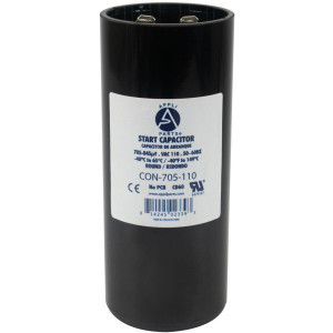 Appli Parts motor start capacitor 705-845 Mfd (microfarads) uF 110-125 VAC universal fit for electric motor applications 1-3/4 in Wide 4-3/8 in Height CON-705-110
 Appli Parts motor start capacitor 705-845 Mfd (microfarads) uF 110-125 VAC universal fit for electric motor applications 1-3/4 in Wide 4-3/8 in Height CON-705-110
