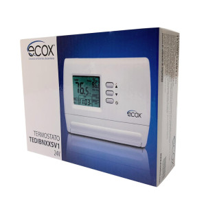 ecox Single Stage Thermostat, Non-Programmable, Cooling and Heating, 24 Volts or Battery Operated TEDIBNXXSV1 ecox Single Stage Thermostat, Non-Programmable, Cooling and Heating, 24 Volts or Battery Operated TEDIBNXXSV1