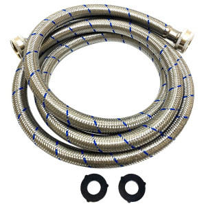 Appli Parts APIH-7234 2-Pack 6 ft Washing Machine Inlet Hose Braided Stainless Steel with Seal 3/4 in NPT Female Fitting works for hot and cold water Appli Parts APIH-7234 2-Pack 6 ft Washing Machine Inlet Hose Braided Stainless Steel with Seal 3/4 in NPT Female Fitting works for hot and cold water