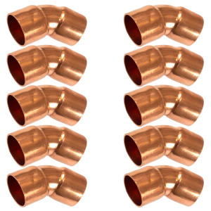 Appli Parts AP-C03445B10 3/4 45 Degree Elbow Short Turn Copper pipe fittings CxC Sweat connections for refrigeration, air conditioning and plumbing applications ACR and Type L copper pipe (10 x Bag) Appli Parts AP-C03445B10 3/4 45 Degree Elbow Short Turn Copper pipe fittings CxC Sweat connections for refrigeration, air conditioning and plumbing applications ACR and Type L copper pipe (10 x Bag)