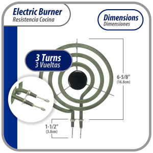 WB30K10002 Appli Parts Surface Burner Heating Element 3 turns, 6 in, 3 turn, 1250 W, 240 V, Replaces GE General Electric SP12YA, WB30K10002, SU201, TS3W6212, 404064, WB30K10005, 5303015716, 316439800, 318372210, WB30T10023, WB30T10075, 2391B, 5304431 WB30K10002 Appli Parts Surface Burner Heating Element 3 turns, 6 in, 3 turn, 1250 W, 240 V, Replaces GE General Electric SP12YA, WB30K10002, SU201, TS3W6212, 404064, WB30K10005, 5303015716, 316439800, 318372210, WB30T10023, WB30T10075, 2391B, 5304431