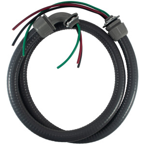 MA-Line MA-P6012W Whip with Plastic Fittings 1/2in x 6Ft for Air Conditioning Nmbr 10 Black,Green and Red THHN Stranded Wire