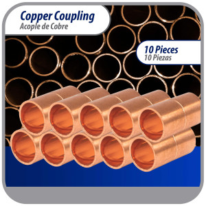Appli Parts AP-A038B10 3/8pulg Anillo de Cobre Accesorios de tuberia de cobre C x C Conexiones soldadas para aplicaciones de refrigeracion, aire acondicionado y plomeria Tuberia de cobre ACR y tipo L (10 x Bolsa)

