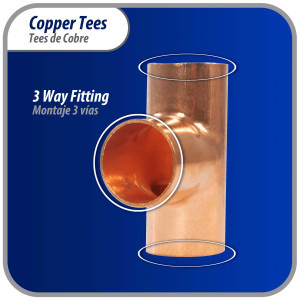 Appli Parts AP-T034B10 3/4pulg Tee de Cobre Conexiones CxCxC soldadas para aplicaciones de refrigeracion, aire acondicionado y plomeria Tuberia de Cobre ACR y Tipo L (10 x Bolsa)