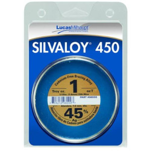 Lucas Milhaupt Silvaloy 450 45% Silver Solder Brazing Alloy 1/16 in diameter wire 1oz 98000 Lucas Milhaupt Silvaloy 450 45% Silver Solder Brazing Alloy 1/16 in diameter wire 1oz 98000