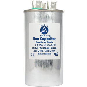 Appli Parts Condensador Capacitor de Marcha 25+5 Mfd uF (microfaradios) 370VAC o 450VAC CBB65 Universal Aire acondicionado y otras aplicaciones Redondo UL E476928 10.8cm Alto 5cm Ancho CON-25/5-450 Appli Parts Condensador Capacitor de Marcha 25+5 Mfd uF (microfaradios) 370VAC o 450VAC CBB65 Universal Aire acondicionado y otras aplicaciones Redondo UL E476928 10.8cm Alto 5cm Ancho CON-25/5-450