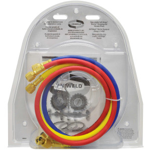 Uniweld QS8N5SM410A-8 Manometro Completo R410, R32, psi/bar, Centrigrados 2-V con Mangueras SMB Ez-Turn AB 5 pies Uniweld QS8N5SM410A-8 Manometro Completo R410, R32, psi/bar, Centrigrados 2-V con Mangueras SMB Ez-Turn AB 5 pies