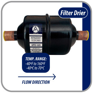 Appli Parts APFD-165S Filtro Secador 5/8 pulg para linea Liquido para Sistemas de Refrigeracion y aire acondicionado 165S ODF Soldable Universal Unidireccional 178mm Largo 76mm Ancho Appli Parts APFD-165S Filtro Secador 5/8 pulg para linea Liquido para Sistemas de Refrigeracion y aire acondicionado 165S ODF Soldable Universal Unidireccional 178mm Largo 76mm Ancho