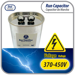 Appli Parts Condensador Capacitor de Marcha 5 Mfd uF (microfaradios) 370/450VAC CBB65 Universal Aire acondicionado y otras aplicaciones Ovalado UL 7cm Alto 3.4cm Ancho 5.4cm Largo CON-5-450-O