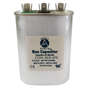 Appli Parts Dual Run Capacitor 35 + 5 mfd (Microfarads) 370 Volts Oval CON-35/5-370
Replaces CAP-35/5-370 Appli Parts Dual Run Capacitor 35 + 5 mfd (Microfarads) 370 Volts Oval CON-35/5-370
Replaces CAP-35/5-370