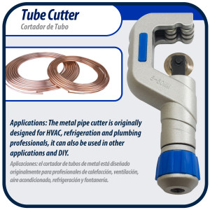 Appli Parts APT-TC550 Corta Tubo para tuberias de 1/4 a 2 pulg (5 a 50 mm) ideal para tuberias de Cobre, Aluminio, PVC y otros materiales blandos Appli Parts APT-TC550 Corta Tubo para tuberias de 1/4 a 2 pulg (5 a 50 mm) ideal para tuberias de Cobre, Aluminio, PVC y otros materiales blandos
