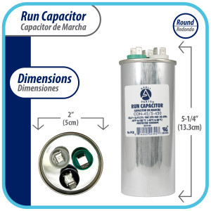 Appli Parts Condensador Capacitor de Marcha 45+5 Mfd uF (microfaradios) 370VAC o 450VAC CBB65 Universal Aire acondicionado y aplicaciones Redondo UL E476928 13.3cm Alto 5cm Ancho CON-45/5-450
 Appli Parts Condensador Capacitor de Marcha 45+5 Mfd uF (microfaradios) 370VAC o 450VAC CBB65 Universal Aire acondicionado y aplicaciones Redondo UL E476928 13.3cm Alto 5cm Ancho CON-45/5-450