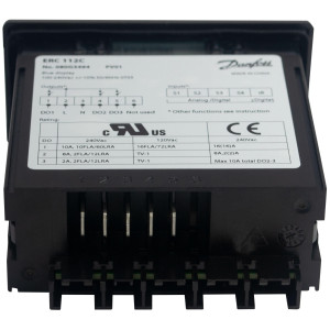 Danfoss 080G3494 ERC 112C Controlador Electronico de Refrigeracion, Refrigeradores, Congeladores y Vitrinas con Puerta de Vidrio, 110/220 V, 3 Rele de Salida, 2 Entradas para Sensores No Incluidos