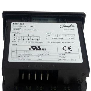 Danfoss 080G3494 ERC 112C Controlador Electronico de Refrigeracion, Refrigeradores, Congeladores y Vitrinas con Puerta de Vidrio, 110/220 V, 3 Rele de Salida, 2 Entradas para Sensores No Incluidos