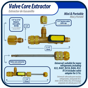 Appli Parts APT-VCR Extractor Valvula de Gusanillo Servicio con llave de paso, herramienta para sistemas de refrigeracion y Aire Acondicionado Appli Parts APT-VCR Extractor Valvula de Gusanillo Servicio con llave de paso, herramienta para sistemas de refrigeracion y Aire Acondicionado