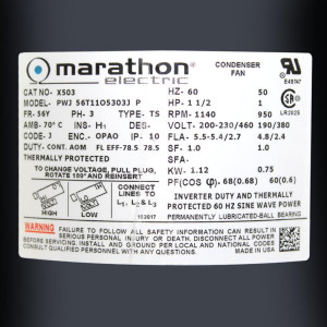 Marathon Motor 1 1/2hp 1140rpm 230v/460v 3ph (1 Shaft), 50/60hz X503 Marathon Motor 1 1/2hp 1140rpm 230v/460v 3ph (1 Shaft), 50/60hz X503