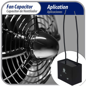 Appli Parts CAP-2-250-2C Fan Capacitor 2 mfd (microfarads) uf 250 VAC with 2 Wire Terminal Connections compatible with any brand with same capacitance 1-1/2in Width 5/8in Depth 1in Height