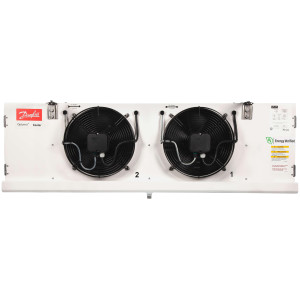 Danfoss 114U0002 Evaporador Optyma MBP 10K Btu/hr a 25F SST R404 Descogelamiento Natural 6FPI Perfil Bajo 2 x Ventilador Axial ECM 300mm DACC RX L100.1A4/A1 230v/1ph/60hz 