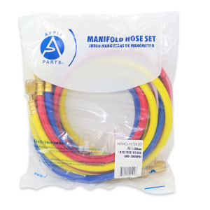 Appli Parts APMG-H72630 180 cm Largo 1/4 pulg SAE, 3 Mangueras para Manometro, Multiple Refrigerante R22,R134, Rango de presion 600-3000 psi para uso en Sistemas de Refrigeracion y Aire Acondicionado Appli Parts APMG-H72630 180 cm Largo 1/4 pulg SAE, 3 Mangueras para Manometro, Multiple Refrigerante R22,R134, Rango de presion 600-3000 psi para uso en Sistemas de Refrigeracion y Aire Acondicionado
