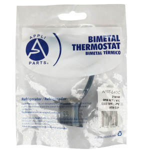 Appli Parts APBT-L40C Bimetal Termico 2 Cables Abre a 4C y Cierra a -7C, con clip, cables de colores negro y negro, Referencia BIM-316 / Termodisco Appli Parts APBT-L40C Bimetal Termico 2 Cables Abre a 4C y Cierra a -7C, con clip, cables de colores negro y negro, Referencia BIM-316 / Termodisco