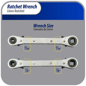 Appli Parts APT-RW122 Llave Ratchet 1/4 - 3/8 - 3/16 - 5/16 pulg, herramienta para servicios de sistemas de Aire Acondicionado y Refrigeracion Appli Parts APT-RW122 Llave Ratchet 1/4 - 3/8 - 3/16 - 5/16 pulg, herramienta para servicios de sistemas de Aire Acondicionado y Refrigeracion