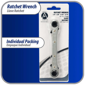 Appli Parts APT-RW122 Llave Ratchet 1/4 - 3/8 - 3/16 - 5/16 pulg, herramienta para servicios de sistemas de Aire Acondicionado y Refrigeracion Appli Parts APT-RW122 Llave Ratchet 1/4 - 3/8 - 3/16 - 5/16 pulg, herramienta para servicios de sistemas de Aire Acondicionado y Refrigeracion
