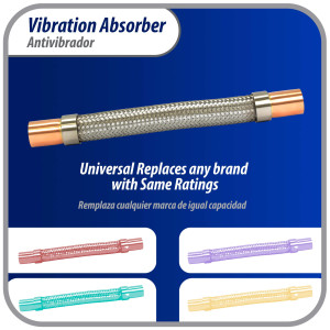 Appli Parts APVE-118 1-1/8 in Vibration Absorber Eliminator Sweat Connections 13 in Long 450 psi Max working and 3,265 psi Burst pressure Appli Parts APVE-118 1-1/8 in Vibration Absorber Eliminator Sweat Connections 13 in Long 450 psi Max working and 3,265 psi Burst pressure