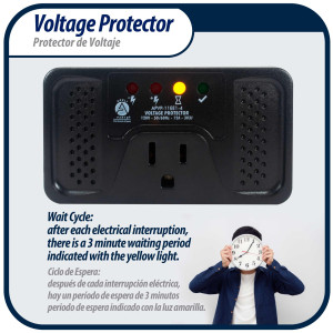Appli Parts APVP-11EE1-4 Protector de Voltaje 120 V, 50/60 Hz, 12 A, 303 joules, para Refrigerador con Tarjeta Electronica, actua como supresor de picos, funciona con todas las marcas de electrodomesticos
