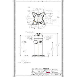 Danfoss HRH048U1LP6 4 tons 48,000 btu/h R410A Scroll compressor for Air conditioning 208-230/1/60 (V/Ph/Hz) Discharge 1/2 in, Suction 7/8 in, ODF, PVE Oil 121L2582, 121L2579