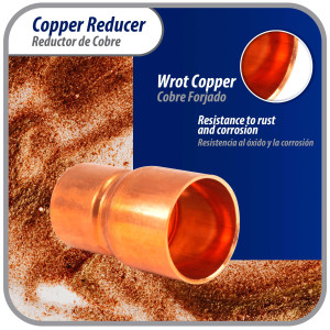 Appli Parts AP-R078034 Reductor de Cobre de 7/8x3/4 pulg Conexiones CxC soldadas para aplicaciones de refrigeracion, aire acondicionado y plomeria Tuberia de cobre ACR y Tipo L Appli Parts AP-R078034 Reductor de Cobre de 7/8x3/4 pulg Conexiones CxC soldadas para aplicaciones de refrigeracion, aire acondicionado y plomeria Tuberia de cobre ACR y Tipo L