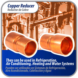 Appli Parts AP-R078034 Reductor de Cobre de 7/8x3/4 pulg Conexiones CxC soldadas para aplicaciones de refrigeracion, aire acondicionado y plomeria Tuberia de cobre ACR y Tipo L Appli Parts AP-R078034 Reductor de Cobre de 7/8x3/4 pulg Conexiones CxC soldadas para aplicaciones de refrigeracion, aire acondicionado y plomeria Tuberia de cobre ACR y Tipo L