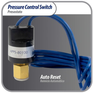 Appli Parts APPS-80130 Low Pressure control switch R410, Open 80 psi, Close 130 psi, 40 in Cable, SPST, 1/4 SAE female connection, Automatic Reset, universal replacement for Air Conditioning 