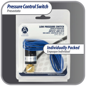 Appli Parts APPS-80130 Low Pressure control switch R410, Open 80 psi, Close 130 psi, 40 in Cable, SPST, 1/4 SAE female connection, Automatic Reset, universal replacement for Air Conditioning 