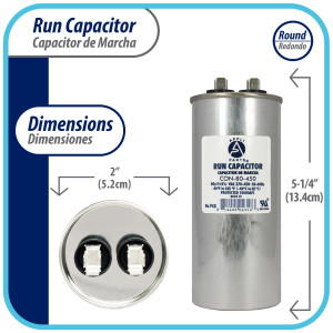 Appli Parts Condensador Capacitor de Marcha 80 Mfd uF (microfaradios) 370VAC o 450VAC CBB65 Universal Aire acondicionado y otras aplicaciones Redondo UL E476928 13.4cm Alto 5.2cm Ancho CON-80-450 Appli Parts Condensador Capacitor de Marcha 80 Mfd uF (microfaradios) 370VAC o 450VAC CBB65 Universal Aire acondicionado y otras aplicaciones Redondo UL E476928 13.4cm Alto 5.2cm Ancho CON-80-450