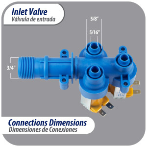 Appli Parts APIV-1311 Water Inlet Valve 1 Inlet 3/4in NPT and 3 Outlets 5/16 in 110-120 V, 50/60 Hz replaces Mabe models 189D3116P017, 189D3116P016, 189D3116P005, WW01F00794 Appli Parts APIV-1311 Water Inlet Valve 1 Inlet 3/4in NPT and 3 Outlets 5/16 in 110-120 V, 50/60 Hz replaces Mabe models 189D3116P017, 189D3116P016, 189D3116P005, WW01F00794