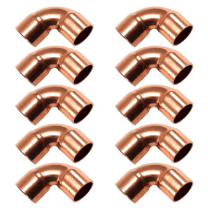 Appli Parts AP-C038B10 3/8 90 Degree Elbow Short Turn Copper pipe fittings CxC Sweat connections for refrigeration, air conditioning and plumbing applications ACR and Type L copper pipe (10 x Bag) Appli Parts AP-C038B10 3/8 90 Degree Elbow Short Turn Copper pipe fittings CxC Sweat connections for refrigeration, air conditioning and plumbing applications ACR and Type L copper pipe (10 x Bag)