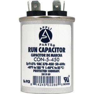 Appli Parts Condensador Capacitor de Marcha 5 Mfd uF (microfaradios) 370VAC o 450VAC CBB65 Universal Aire acondicionado y otras aplicaciones Redondo UL E476928 6.4cm Alto 3.7cm Ancho CON-5-450 Appli Parts Condensador Capacitor de Marcha 5 Mfd uF (microfaradios) 370VAC o 450VAC CBB65 Universal Aire acondicionado y otras aplicaciones Redondo UL E476928 6.4cm Alto 3.7cm Ancho CON-5-450