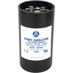 Appli Parts motor start capacitor 378-455 Mfd (microfarads) uF 250 VAC universal fit for electric motor applications 1-3/4 in Diameter 4-3/8 in Height CON-468-250 
 Appli Parts motor start capacitor 378-455 Mfd (microfarads) uF 250 VAC universal fit for electric motor applications 1-3/4 in Diameter 4-3/8 in Height CON-468-250