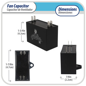 Appli Parts Condensador Capacitor de ventilador 6 mfd (microfaradios) uf 450VAC con conectores compatible con cualquier marca de igual capacitancia 4.7cm Ancho 2.2cm Prof 4.3cm Alto CAP-6-450 Appli Parts Condensador Capacitor de ventilador 6 mfd (microfaradios) uf 450VAC con conectores compatible con cualquier marca de igual capacitancia 4.7cm Ancho 2.2cm Prof 4.3cm Alto CAP-6-450