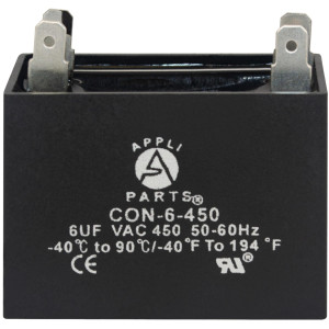 Appli Parts Condensador Capacitor de ventilador 6 mfd (microfaradios) uf 450VAC con conectores compatible con cualquier marca de igual capacitancia 4.7cm Ancho 2.2cm Prof 4.3cm Alto CAP-6-450 Appli Parts Condensador Capacitor de ventilador 6 mfd (microfaradios) uf 450VAC con conectores compatible con cualquier marca de igual capacitancia 4.7cm Ancho 2.2cm Prof 4.3cm Alto CAP-6-450