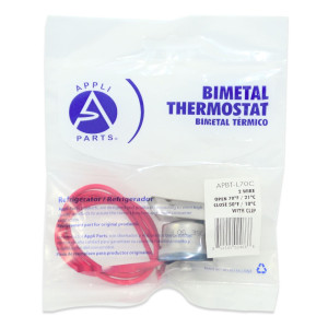 Appli Parts APBT-L70C Bimetal Termico 2 Cables Abre a 21C y Cierra a 10C, con clip, cables de colores rojo y rojo, Referencia BIM-70 / Termodisco Appli Parts APBT-L70C Bimetal Termico 2 Cables Abre a 21C y Cierra a 10C, con clip, cables de colores rojo y rojo, Referencia BIM-70 / Termodisco