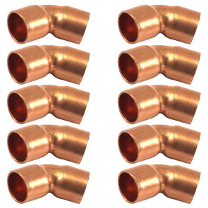 Appli Parts AP-C03845B10 3/8 45 Degree Elbow Short Turn Copper pipe fittings CxC Sweat connections for refrigeration, air conditioning and plumbing applications ACR and Type L copper pipe (10 x Bag) Appli Parts AP-C03845B10 3/8 45 Degree Elbow Short Turn Copper pipe fittings CxC Sweat connections for refrigeration, air conditioning and plumbing applications ACR and Type L copper pipe (10 x Bag)