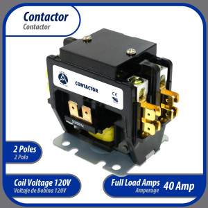 Appli Parts APAC-240120 Heavy Duty Contactor 2 Poles 40A 120V Coil Replacement for AC Compressors and Electrical Applications UL Certified E476929 Appli Parts APAC-240120 Heavy Duty Contactor 2 Poles 40A 120V Coil Replacement for AC Compressors and Electrical Applications UL Certified E476929