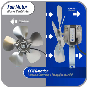 Appli Parts APFM-162E Motor Ventilador 16W Condensador y Evaporador 220V 60Hz 0.5A, Incluye Aspa de Aluminio de 25cm y Base de Montaje, Repuesto Universal para Equipos de Refrigeracion Comercial