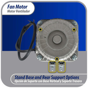 Appli Parts APFM-162E Motor Ventilador 16W Condensador y Evaporador 220V 60Hz 0.5A, Incluye Aspa de Aluminio de 25cm y Base de Montaje, Repuesto Universal para Equipos de Refrigeracion Comercial