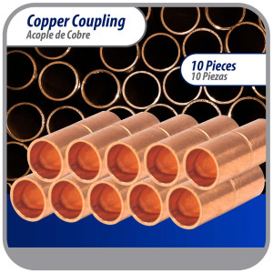 Appli Parts AP-A014B10 1/2 pulg Anillo de Cobre Accesorios de tuberia de cobre CxC Conexiones soldadas para aplicaciones de refrigeracion, aire acondicionado y plomeria Tuberia de cobre ACR y tipo L (10 x Bolsa)